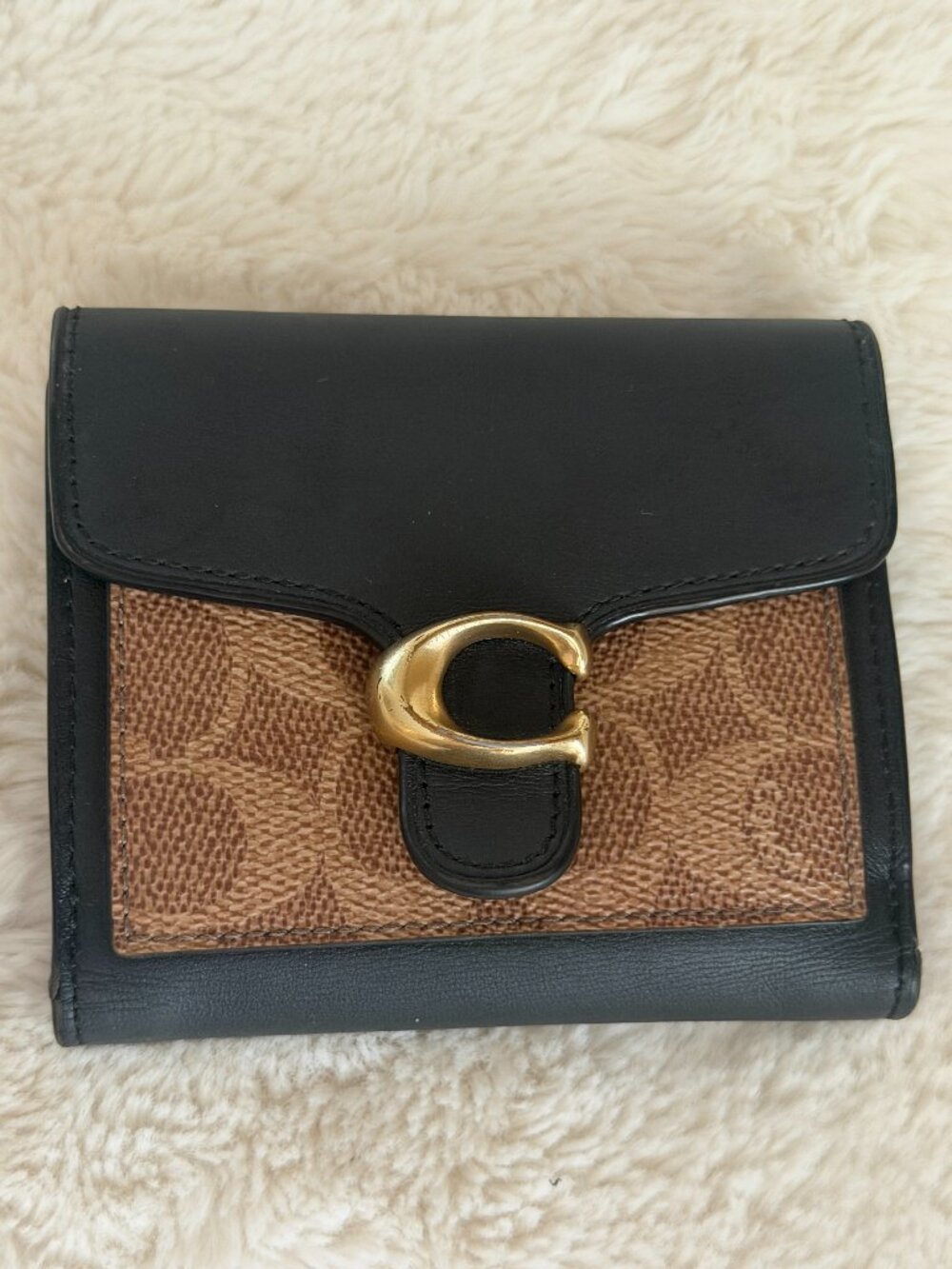 COACH Tabby Colorblock Small Bi-Fold Canvas/Leather Wallet 85994